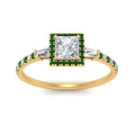 Load image into Gallery viewer, baguette-princess-cut-halo-accented-emerald-engagement-ring-in-yellow-gold-FD10047PRRGEMGRANGLE5-NL-YG