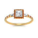 Load image into Gallery viewer, baguette-princess-cut-halo-accented-orange-sapphire-engagement-ring-in-yellow-gold-FD10047PRRGSAORANGLE5-NL-YG