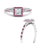 Load image into Gallery viewer, baguette-princess-cut-halo-accented-pink-sapphire-engagement-ring-in-white-gold-FD10047PRRGSADRPIANGLE3-NL-WG