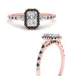 Load image into Gallery viewer, baguette-radiant-cut-halo-accented-black-diamond-engagement-ring-in-rose-gold-FD10047RARGBLACKANGLE3-NL-RG