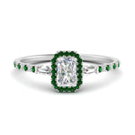 Load image into Gallery viewer, baguette-radiant-cut-halo-accented-emerald-engagement-ring-in-white-gold-FD10047RARGEMGR-NL-WG