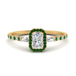 Load image into Gallery viewer, baguette-radiant-cut-halo-accented-emerald-engagement-ring-in-yellow-gold-FD10047RARGEMGR-NL-YG