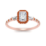 Load image into Gallery viewer, baguette-radiant-cut-halo-accented-orange-sapphire-engagement-ring-in-rose-gold-FD10047RARGSAORANGLE5-NL-RG