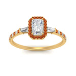 Load image into Gallery viewer, baguette-radiant-cut-halo-accented-orange-sapphire-engagement-ring-in-yellow-gold-FD10047RARGSAORANGLE5-NL-YG