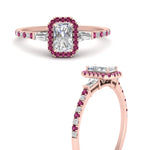 Load image into Gallery viewer, baguette-radiant-cut-halo-accented-pink-sapphire-engagement-ring-in-rose-gold-FD10047RARGSADRPIANGLE3-NL-RG