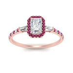 Load image into Gallery viewer, baguette-radiant-cut-halo-accented-pink-sapphire-engagement-ring-in-rose-gold-FD10047RARGSADRPIANGLE5-NL-RG