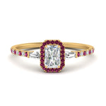 Load image into Gallery viewer, baguette-radiant-cut-halo-accented-pink-sapphire-engagement-ring-in-yellow-gold-FD10047RARGSADRPI-NL-YG