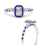 Load image into Gallery viewer, baguette-radiant-cut-halo-accented-sapphire-engagement-ring-in-white-gold-FD10047RARGSABLANGLE3-NL-WG
