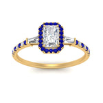 Load image into Gallery viewer, baguette-radiant-cut-halo-accented-sapphire-engagement-ring-in-yellow-gold-FD10047RARGSABLANGLE5-NL-YG