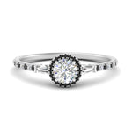 Load image into Gallery viewer, baguette-round-cut-halo-accented-black-diamond-engagement-ring-in-white-gold-FD10047RORGBLACK-NL-WG