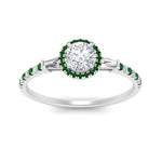 Load image into Gallery viewer, baguette-round-cut-halo-accented-emerald-engagement-ring-in-white-gold-FD10047RORGEMGRANGLE5-NL-WG