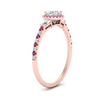 Load image into Gallery viewer, baguette-round-cut-halo-accented-pink-sapphire-engagement-ring-in-rose-gold-FD10047RORGSADRPIANGLE2-NL-RG