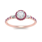 Load image into Gallery viewer, baguette-round-cut-halo-accented-pink-sapphire-engagement-ring-in-rose-gold-FD10047RORGSADRPIANGLE5-NL-RG