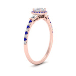 Load image into Gallery viewer, baguette-round-cut-halo-accented-sapphire-engagement-ring-in-rose-gold-FD10047RORGSABLANGLE2-NL-RG