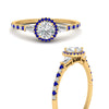 Load image into Gallery viewer, baguette-round-cut-halo-accented-sapphire-engagement-ring-in-yellow-gold-FD10047RORGSABLANGLE3-NL-YG