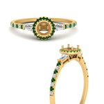 Load image into Gallery viewer, baguette-semi-mount-halo-accented-emerald-engagement-ring-in-yellow-gold-FD10047SMRGEMGRANGLE3-NL-YG