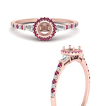Load image into Gallery viewer, baguette-semi-mount-halo-accented-pink-sapphire-engagement-ring-in-rose-gold-FD10047SMRGSADRPIANGLE3-NL-RG