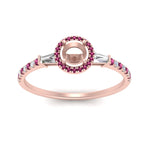 Load image into Gallery viewer, baguette-semi-mount-halo-accented-pink-sapphire-engagement-ring-in-rose-gold-FD10047SMRGSADRPIANGLE5-NL-RG