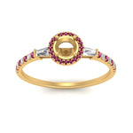 Load image into Gallery viewer, baguette-semi-mount-halo-accented-pink-sapphire-engagement-ring-in-yellow-gold-FD10047SMRGSADRPIANGLE5-NL-YG