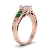 Load image into Gallery viewer, beautiful-filigree-6-prong-diamond-engagement-ring-with-emerald-in-rose-gold-FD9143RORGEMGRANGLE2-NL-RG.jpg?v=1759925722