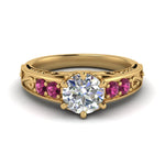 Load image into Gallery viewer, Round Cut Filigree 6 Prong Engagement Ring