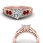 Load image into Gallery viewer, Round Cut Filigree 6 Prong Engagement Ring