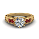 Load image into Gallery viewer, Round Cut Filigree 6 Prong Engagement Ring