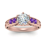 Load image into Gallery viewer, Round Cut Filigree 6 Prong Engagement Ring