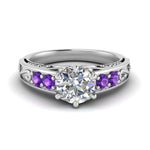 Load image into Gallery viewer, Round Cut Filigree 6 Prong Engagement Ring