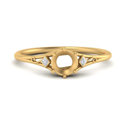 Bezel Three Stone Semi Mount Engagement Ring