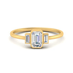 Load image into Gallery viewer, Bezel 3 Stone Emerald Cut Ring