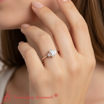 Load image into Gallery viewer, bezel-3-stone-emerald-cut-ring-rose-gold-fdenr10477-model