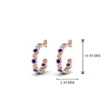 Load image into Gallery viewer, bezel-half-round-cut-diamond-hoop-earring-with-blue-sapphire-in-14K-rose-gold-FDEAR86441GSABL-NL-RG