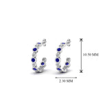 Load image into Gallery viewer, bezel-half-round-cut-diamond-hoop-earring-with-blue-sapphire-in-14K-white-gold-FDEAR86441GSABL-NL-WG