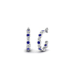 Load image into Gallery viewer, bezel-half-round-cut-diamond-hoop-earring-with-blue-sapphire-in-950-Platinum-FDEAR86441GSABL-NL-WG