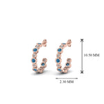 Load image into Gallery viewer, bezel-half-round-cut-diamond-hoop-earring-with-ice-blue-topaz-in-14K-rose-gold-FDEAR86441GICBLTO-NL-RG