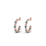 Load image into Gallery viewer, bezel-half-round-cut-diamond-hoop-earring-with-ice-blue-topaz-in-14K-rose-gold-FDEAR86441GICBLTO-NL-RG