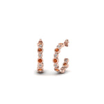 Load image into Gallery viewer, bezel-half-round-cut-diamond-hoop-earring-with-orange-sapphire-in-14K-rose-gold-FDEAR86441GSAOR-NL-RG