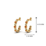 Load image into Gallery viewer, bezel-half-round-cut-diamond-hoop-earring-with-orange-sapphire-in-14K-yellow-gold-FDEAR86441GSAOR-NL-YG