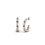 Load image into Gallery viewer, bezel-half-round-cut-diamond-hoop-earring-with-orange-sapphire-in-950-Platinum-FDEAR86441GSAOR-NL-WG