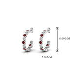 Load image into Gallery viewer, bezel-half-round-cut-diamond-hoop-earring-with-ruby-in-950-Platinum-FDEAR86441GRUDR-NL-WG