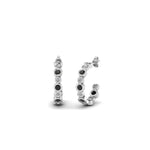 Load image into Gallery viewer, bezel-half-round-cut-hoop-earring-with-black-diamond-in-950-Platinum-FDEAR86441GBLACK-NL-WG