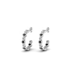 Load image into Gallery viewer, bezel-half-round-cut-hoop-earring-with-black-diamond-in-950-Platinum-FDEAR86441GBLACK-NL-WG