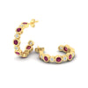Load image into Gallery viewer, bezel-half-round-cut-pink-sapphire-hoop-earring-in-yellow-gold-fdear86441gsadrpiangle4-nl-yg.jpg