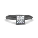 Load image into Gallery viewer, Princess Cut Petite Bezel Solitaire Engagement Ring