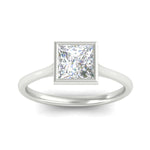 Load image into Gallery viewer, Princess Cut Petite Bezel Solitaire Engagement Ring