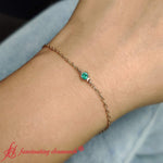 Load image into Gallery viewer, bezel-set-single-chain-emerald-bracelet-in-14k-rose-gold-fdbr9169-1