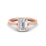 Load image into Gallery viewer, Split Shank Emerald Cut Bezel Set Solitaire Ring