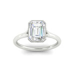 Load image into Gallery viewer, Split Shank Emerald Cut Bezel Set Solitaire Ring