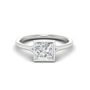 Split Shank Princess Cut Bezel Set Solitaire Ring
